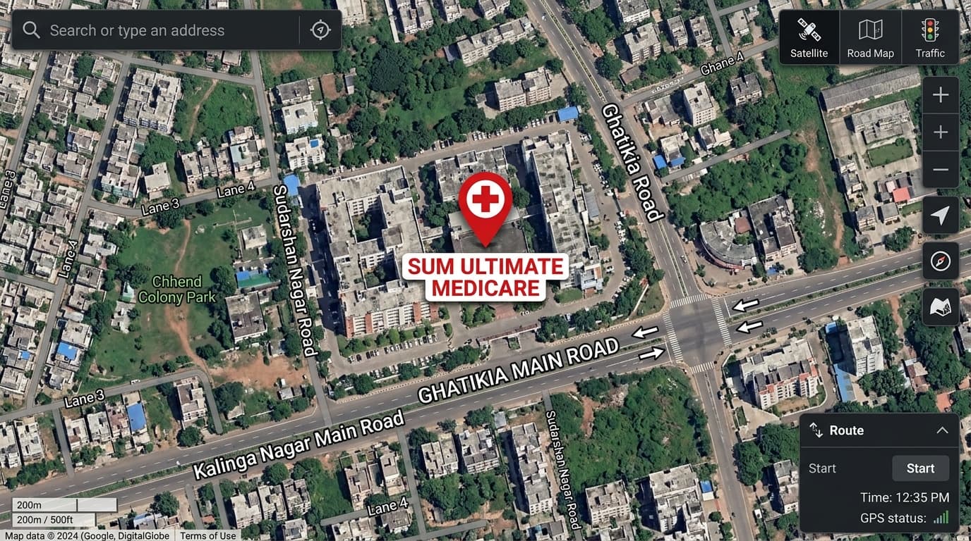 Satellite GPS Map of SUM Ultimate Medicare, Ghatikia